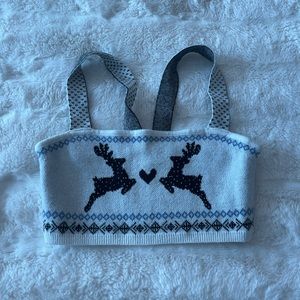 NWOT Free People reindeer knit crop top
